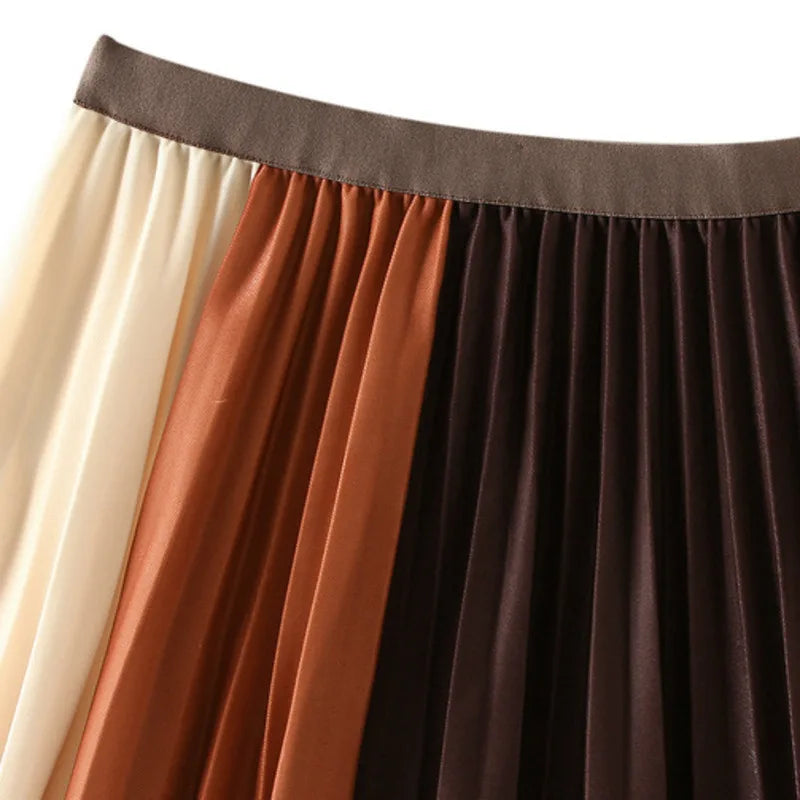 Jupe en ligne plissée de blocs de couleur