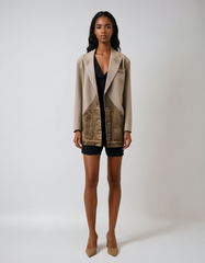 Blazer épissé de denim kaki