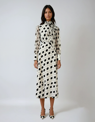 Lantern Sleeve Polka Dot Dress – Vintage Silhouette in Cotton-blend Comfort