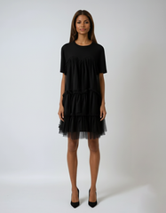 Layers Mesh Panel Dress – Cotton-poly Sheer Fluidity