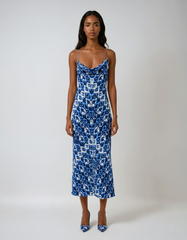 Plaid Ruffle Halter Midi Dress