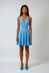 Pleated Halter Mini Dress – Summer Blue Edition