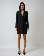 Pleated Mesh Two-piece Set – Black Shirt & Mid-calf Skirt Suit