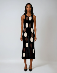Polka Dot Sleeveless Long Dress