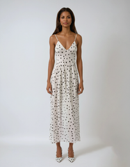 Polka Dot V-neck Sling Dress – Backless Long Summer Camisole Style