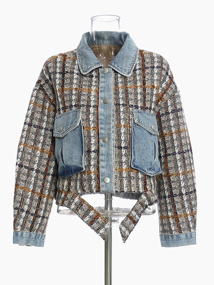 Veste en tweed à plaid en denim