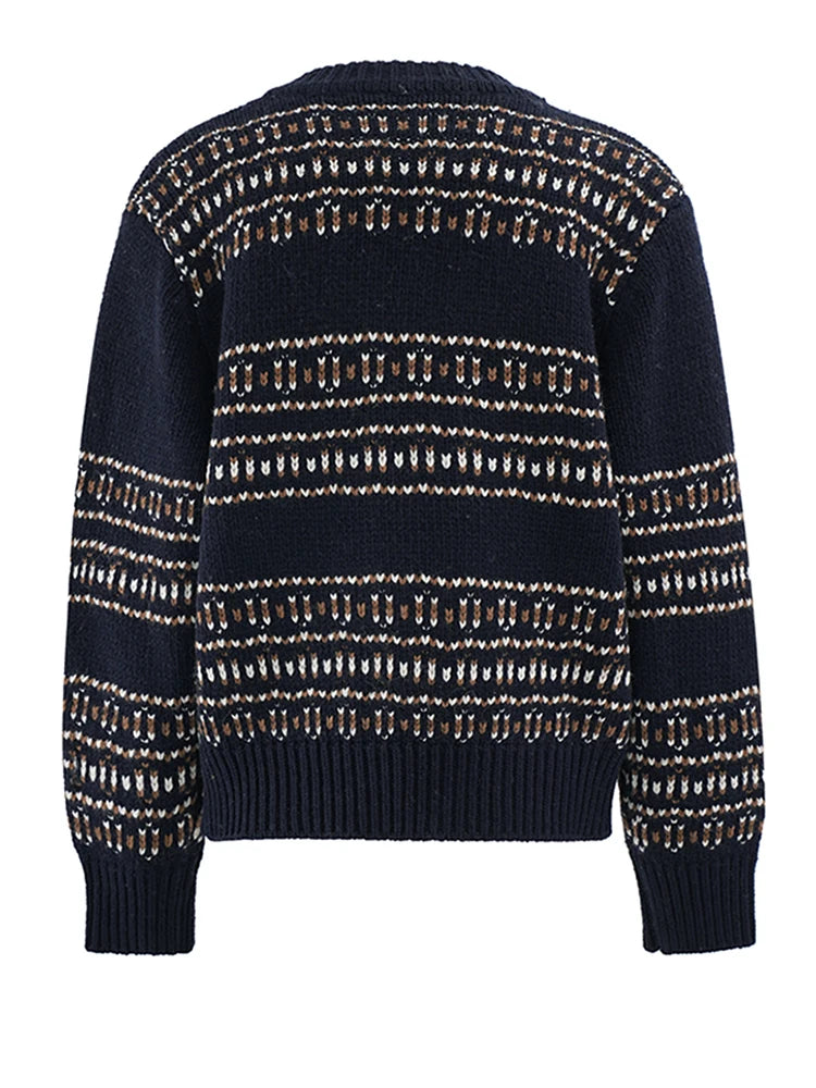 Cardigan en tricot à rayures beige