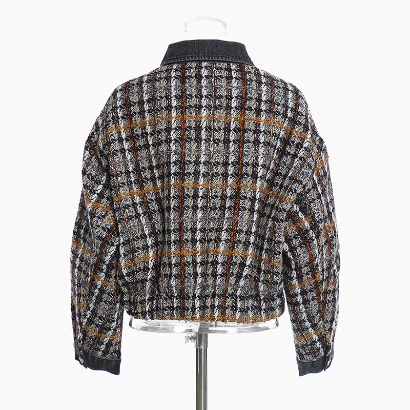 Veste en tweed à plaid en denim