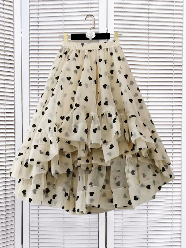 Jupe imprimée en tulle A-line