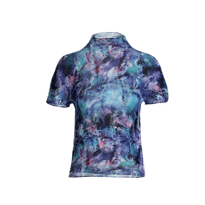 T-shirt plissé à col roulé