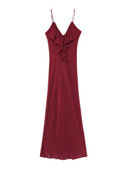 Halter V-Neck Maxi Slip Dress