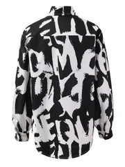 Black Print Casual Blouse