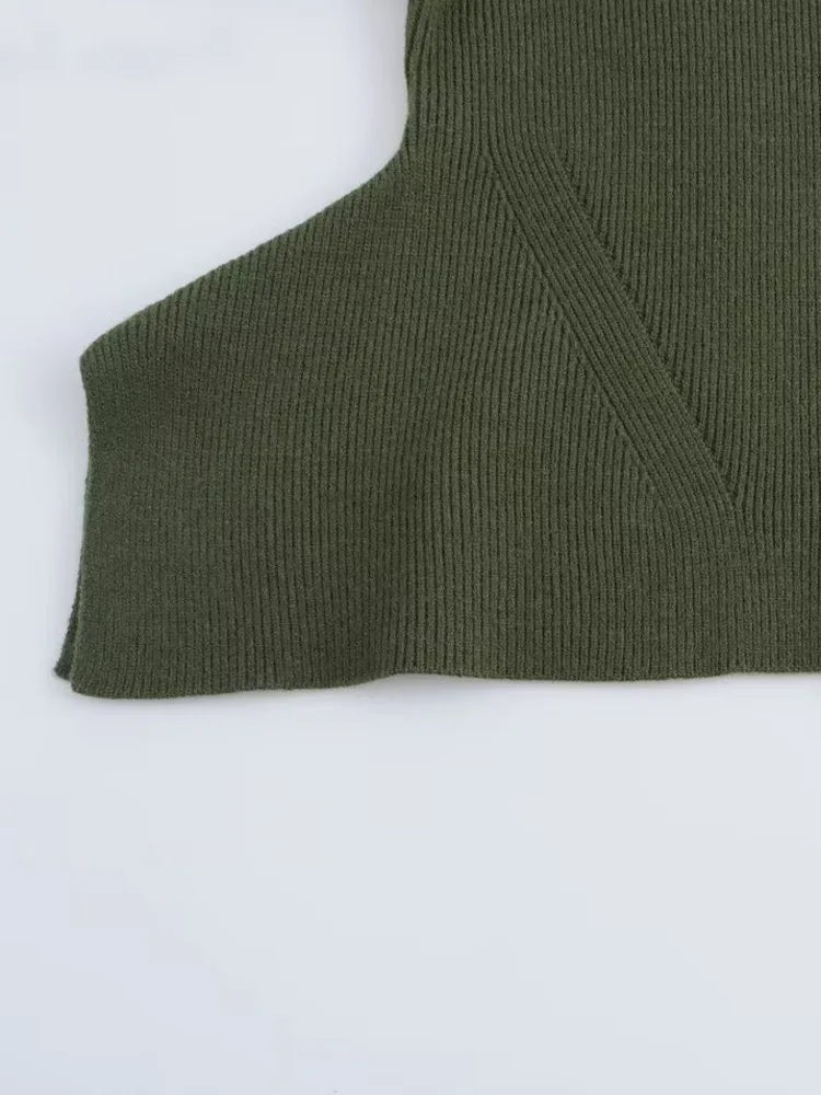 Pull d'ourlet en tricot vert