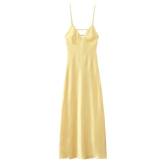 Yellow Satin Slip Dress