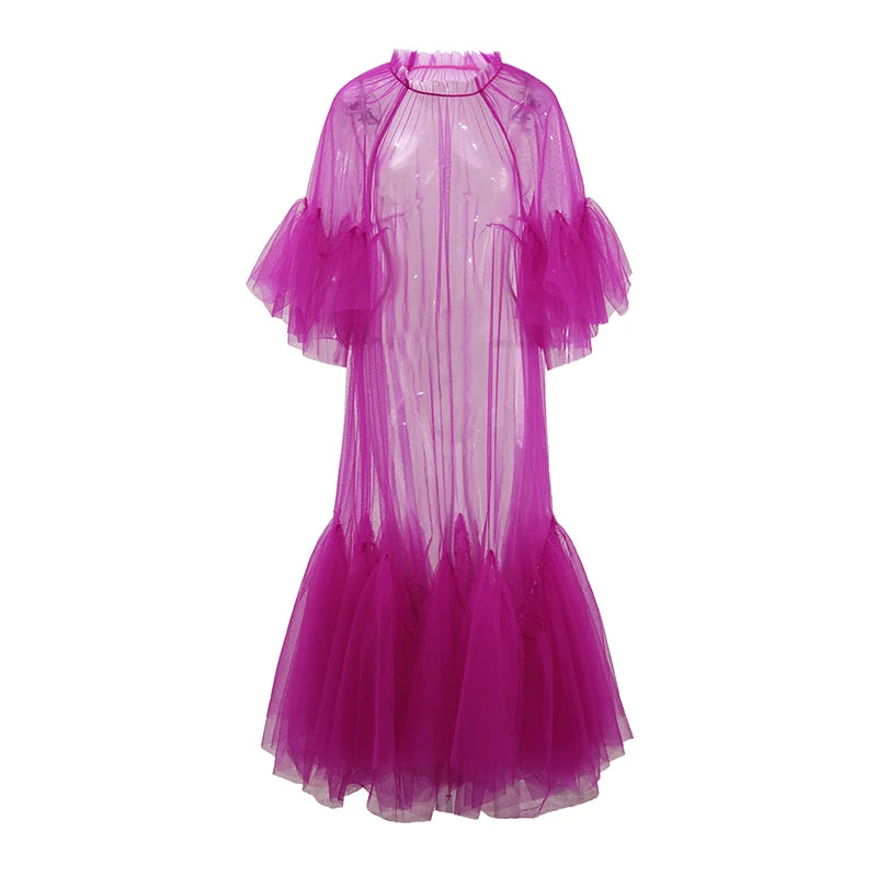 Robe en mailles de volants