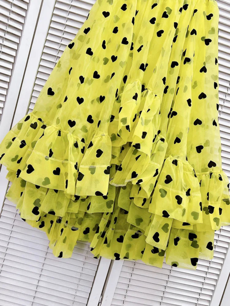 Jupe imprimée en tulle A-line