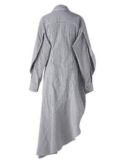 Striped Ruffles Blouse – Fluid Femininity in Stretch Jersey Knit