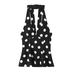 Summer Polka Dot Bowknot Halter Top