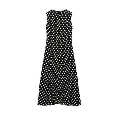 Black Boho Dot Midi Dress – Sleeveless O-neck Summer Style