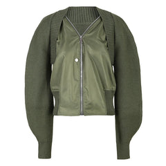 Veste à glissière en V: Streetwear vert épissé