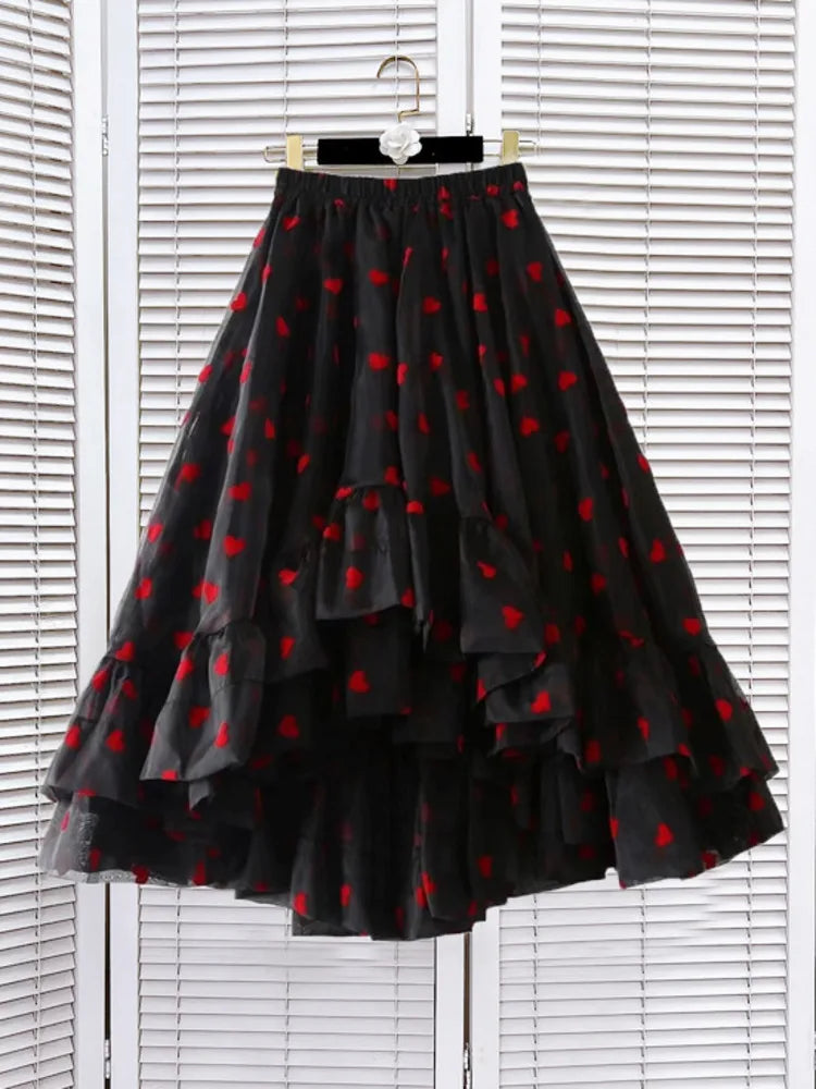 Jupe imprimée en tulle A-line