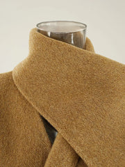 Woolen Scarf Collar Coat – Sculptural Silhouette in Cotton-poly Blend