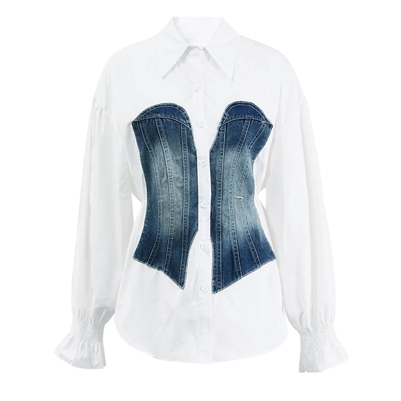 Denim Patchwork Blouse