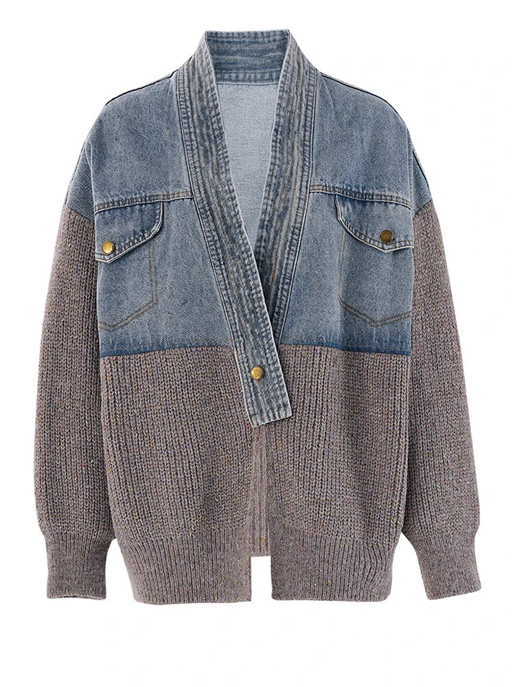 Cardigan en tricot en V Beige