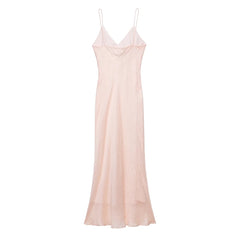 Pink Spaghetti Strap Midi Dress – V-collar Summer Party Silhouette