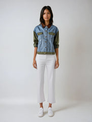 Color-Block Casual Denim & Twill Jacket
