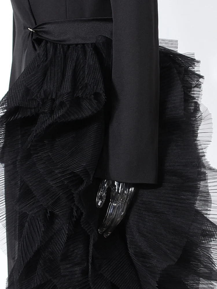 Veste longue maille irrégulière noire
