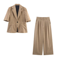 Striped Buttoned Pants Set