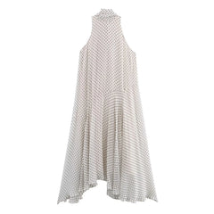 Polka Dot Hanging Neck Collar Dress