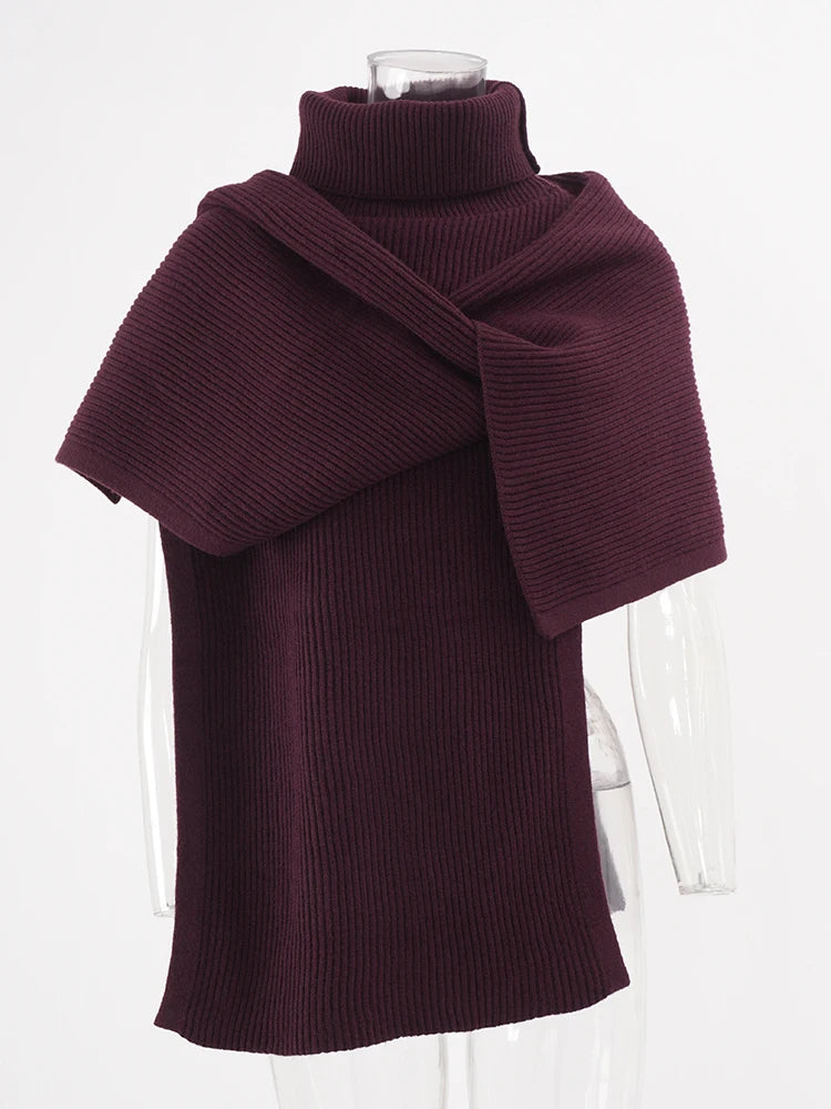 Vin à col roulé en tricot rouge