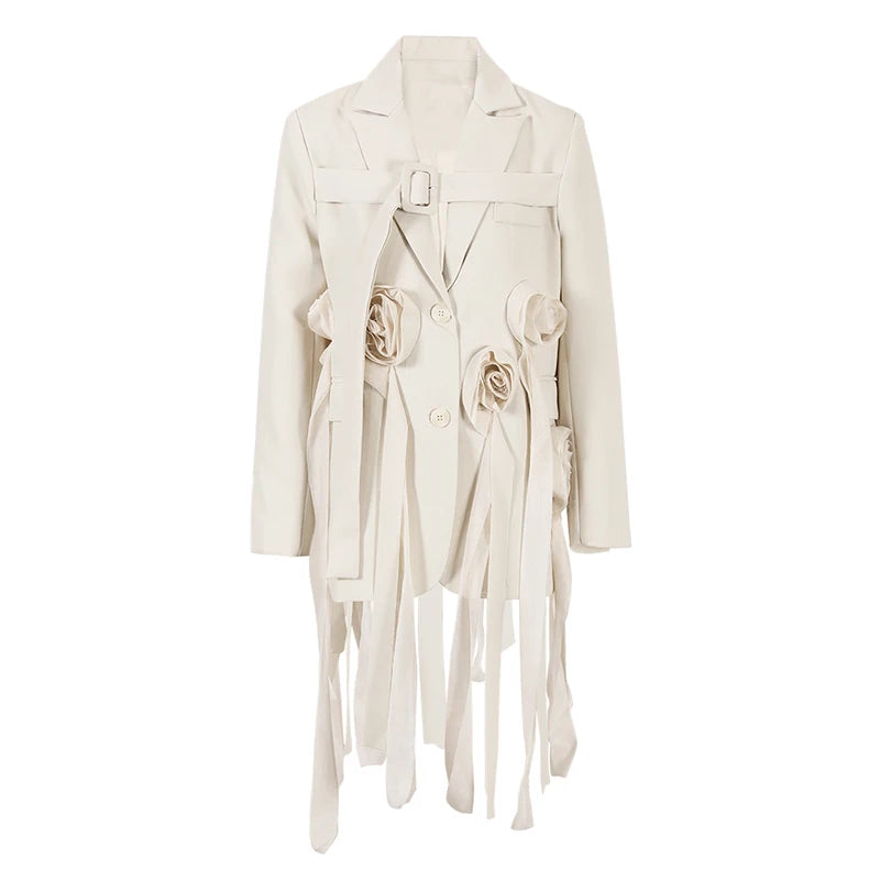 Flower Irregular Long Blazer