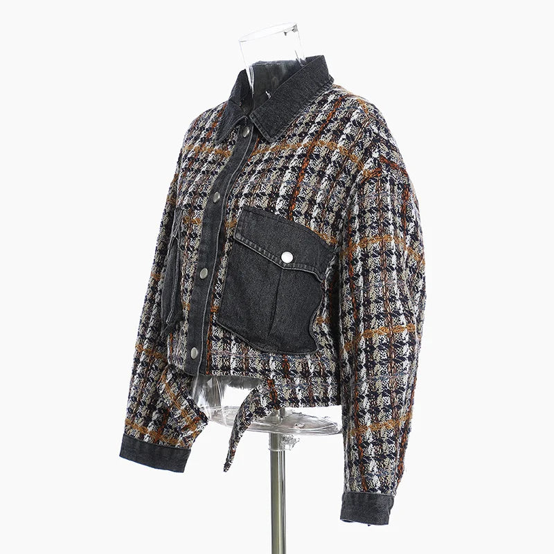 Veste en tweed à plaid en denim