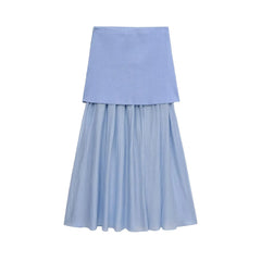 High-Waist Patchwork Skirt Set
