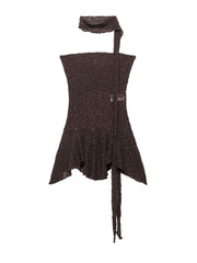 Scarf-Collar Hollow-Out Lace Top – Chic Backless Elegance