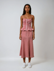 Plaid Crop Top & Midi Skirt Set