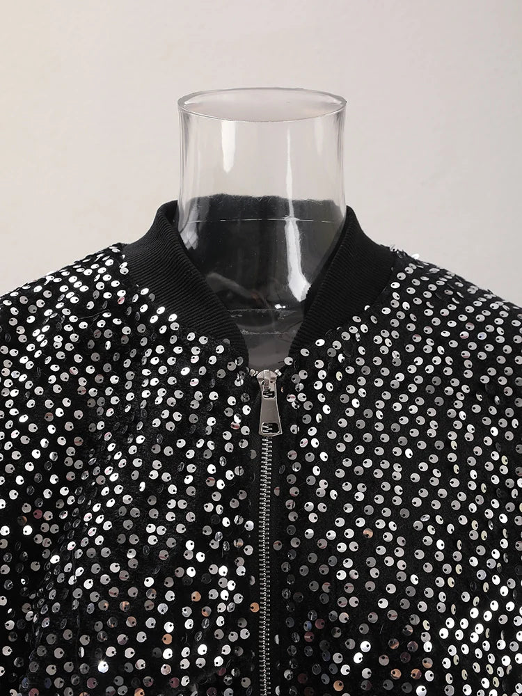 Veste à paillettes noires