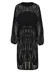 Robe de chemise longue en tricot noir chic