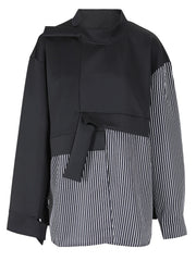 Sweat-shirt à col roulé à rayures