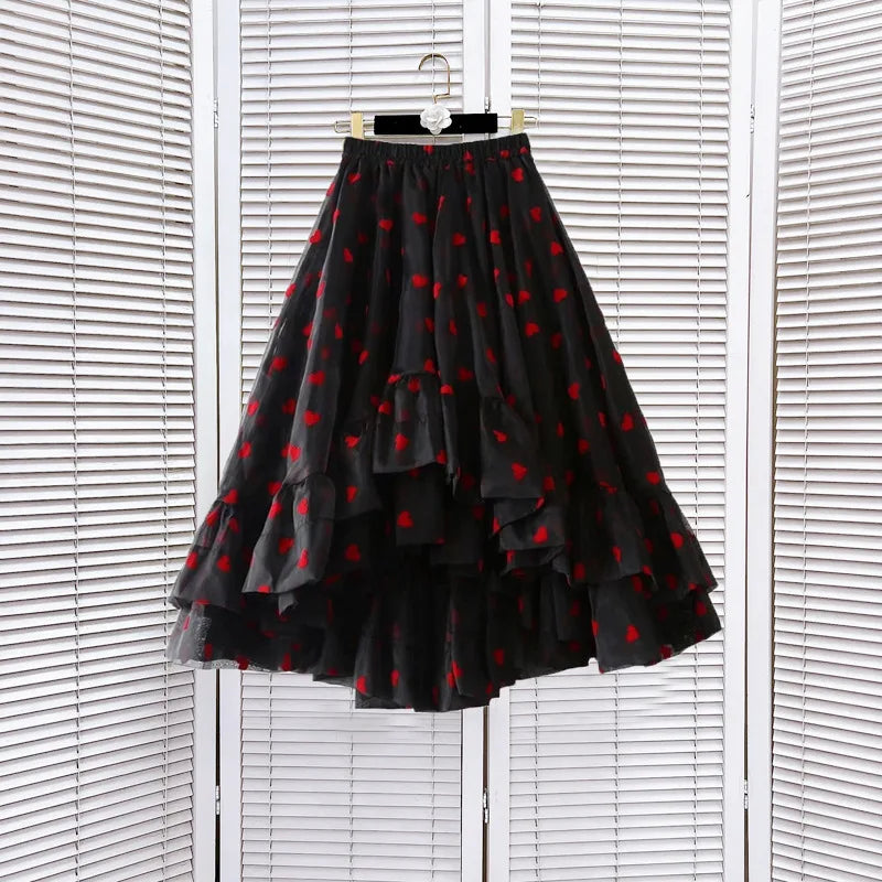 Jupe imprimée en tulle A-line