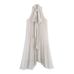 Polka Dot Hanging Neck Collar Dress