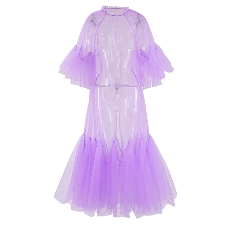 Robe en mailles de volants