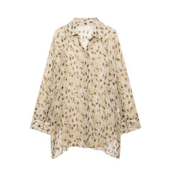 Leopard Print High-Waist Wide-Leg Trousers