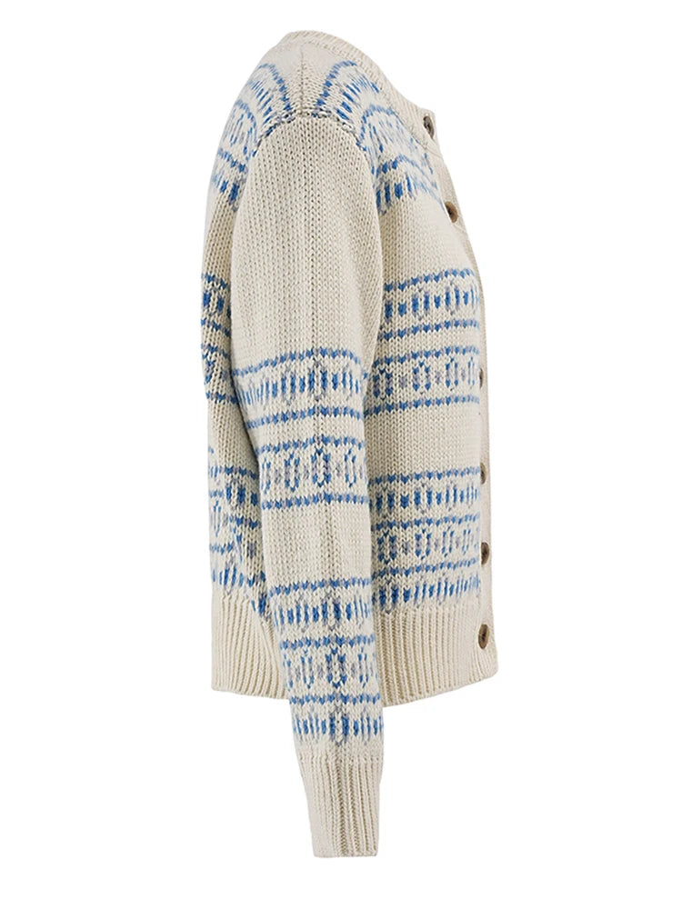Cardigan en tricot à rayures beige