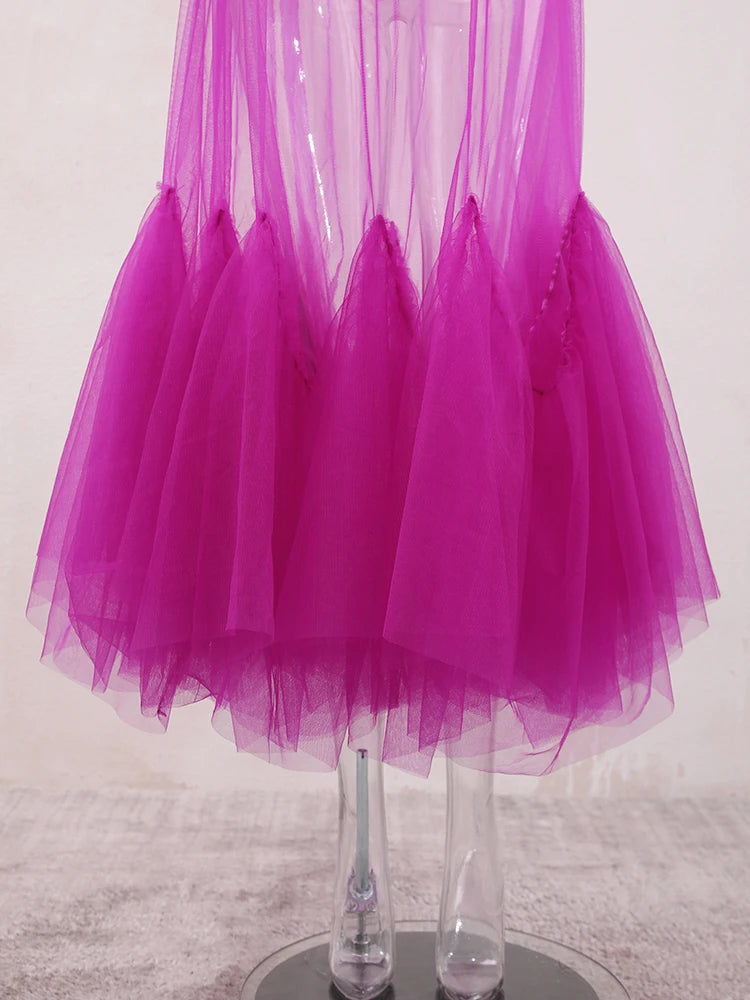Robe en mailles de volants
