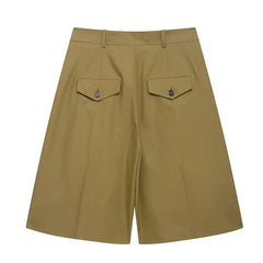 Single-breasted Shirt & Front-zip Shorts With Pockets