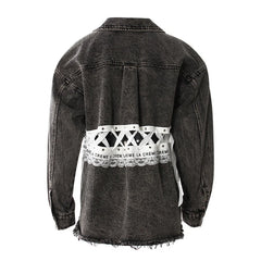 Veste en jean taillé en dentelle